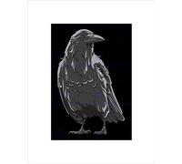 Wee Blue Coo Illustration Bird Crow Rook Raven Beak Feathers Wall Art Print