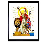 Wee Blue Coo ILLUSTRATION BRITISH LION BRITANNIA NEW BLACK FRAMED ART PRINT B12X10715