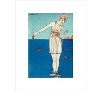 Wee Blue Coo Illustrator French Colourful Barbier Beach Crab Swim Wall Art Print