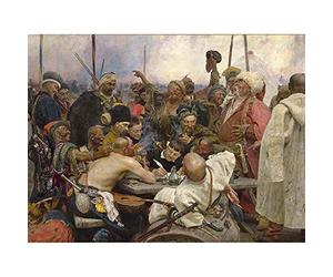 Wee Blue Coo Ilya Yefimovich Repin Cossacks Old Master Painting Art Print Poster Wall Decor 12X16 Inch