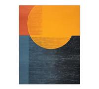 Wee Blue Coo Indigo Amber Sunrise Abstract Yellow and Blue Oil Painting Extra Large XL Wall Art Poster Print