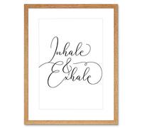 Wee Blue Coo Inhale And Exhale Modern Typography Artwork Framed Wall Art Print 12X16 Inch