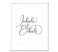 Wee Blue Coo Inhale And Exhale Modern Typography Artwork Framed Wall Art Print 12X16 Inch