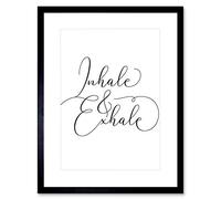 Wee Blue Coo Inhale And Exhale Modern Typography Artwork Framed Wall Art Print 12X16 Inch