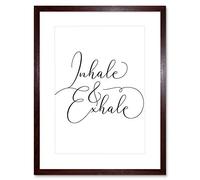 Wee Blue Coo Inhale And Exhale Modern Typography Artwork Framed Wall Art Print 12X16 Inch