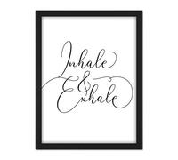 Wee Blue Coo Inhale And Exhale Modern Typography Artwork Framed Wall Art Print 18X24 Inch