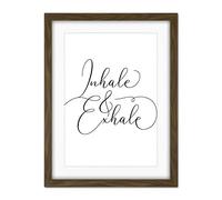 Wee Blue Coo Inhale And Exhale Modern Typography Artwork Framed Wall Art Print 18X24 Inch