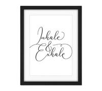 Wee Blue Coo Inhale And Exhale Modern Typography Artwork Framed Wall Art Print 18X24 Inch