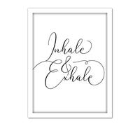 Wee Blue Coo Inhale And Exhale Modern Typography Artwork Framed Wall Art Print 18X24 Inch