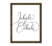 Wee Blue Coo Inhale And Exhale Modern Typography Artwork Framed Wall Art Print 18X24 Inch