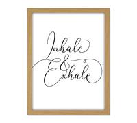Wee Blue Coo Inhale And Exhale Modern Typography Artwork Framed Wall Art Print 18X24 Inch