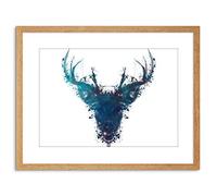 Wee Blue Coo Ink Splat Deer Stag Gift New Framed Wall Art Print