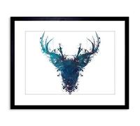Wee Blue Coo Ink Splat Deer Stag Gift New Framed Wall Art Print
