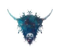 Wee Blue Coo Ink Splat Highland Cow Large Wall Art Poster Print Thick Paper 18X24 Inch