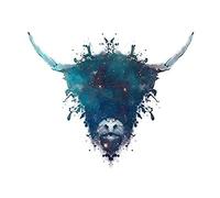 Wee Blue Coo Ink Splat Highland Cow Unframed Wall Art Print Poster Home Decor Premium