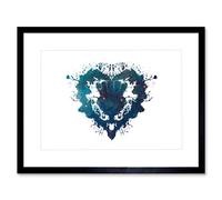 Wee Blue Coo Ink Splat Thistle Heart Artwork Framed Wall Art Print 12X16 Inch