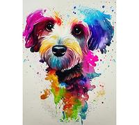 Wee Blue Coo Ink Splatter Cockapoo Dog Watercolour Painting Art Print Canvas Premium Wall Decor Poster Mural