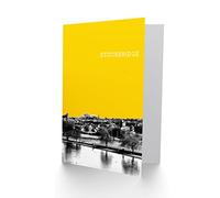 Wee Blue Coo Inverleith Edinburgh Scottish Landmark Yellow Greetings Card