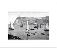 Wee Blue Coo Isle Of Man Port Erin Bradda Head England Old BW Wall Art Print