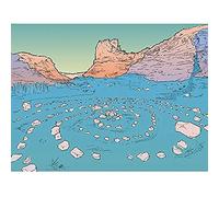 Wee Blue Coo Isle of Skye Scotland Fairy Glen Stone Circle Illustration Canvas Print