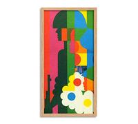 Wee Blue Coo Israel Independence Day Flower Soldier Long Panel Framed Wall Art Print