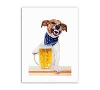 Wee Blue Coo Jack Russell Dog Mug Beer Pint Drunk Picture Canvas Art Print