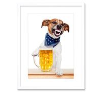 Wee Blue Coo Jack Russell Dog Mug Beer Pint Drunk Picture Framed Wall Art Print