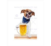 Wee Blue Coo Jack Russell Dog Mug Beer Pint Drunk Picture Wall Art Print