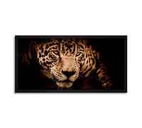Wee Blue Coo Jaguar Head Face Big Cat Long Panel Framed Wall Art Print