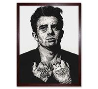 Wee Blue Coo James Dean Tattoo Inked Ikons Wayne Maguire Art Print Framed Poster Wall Decor 12x16 inch