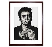 Wee Blue Coo James Dean Tattoo Inked Ikons Wayne Maguire Artwork Framed Wall Art Print 12X16 Inch