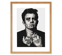 Wee Blue Coo James Dean Tattoo Inked Ikons Wayne Maguire Artwork Framed Wall Art Print 12X16 Inch