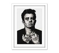 Wee Blue Coo James Dean Tattoo Inked Ikons Wayne Maguire Artwork Framed Wall Art Print 18X24 Inch
