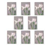 Wee Blue Coo Japanese White Irises Blooming Flowers Art Cards Pack of 8 Blank A6 in Grey | Size: 8 pack Wee Blue Coo Grey 8 pack