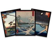 Wee Blue Coo Japanese Woodblock Utagawa Framed Wall Art Print Poster Home Decor Premium Pack of 3