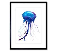 Wee Blue Coo Jellyfish Watercolour Painting Art Print Framed Poster Wall Decor 12x16 inch