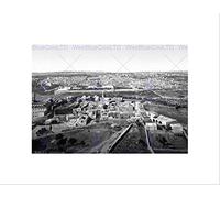 Wee Blue Coo Jerusalem Aerial View 1900 Vintage Old BW Wall Art Print