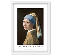 Wee Blue Coo Johannes Vermeer Girl With A Pearl Earring Painting Artwork Framed Wall Art Print A4
