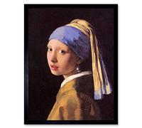 Wall Art Print Johannes Vermeer Girl With a Pearl Earring Old Master Painting Portrait Art Framed Artery8 Black W12 inch x H16 inch