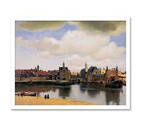 Wee Blue Coo Johannes Vermeer View Of Delft Old Master Painting Art Print Framed Poster Wall Decor 12X16 Inch
