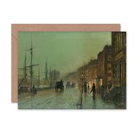 Wee Blue Coo JOHN ATKINSON GRIMSHAW GLASGOW DOCKS 1881 PAINTING GREETINGS CARD