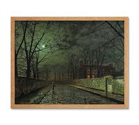 Wee Blue Coo John Atkinson Grimshaw Moonlit Street Old Master Painting Art Print Framed Poster Wall Decor 12X16 Inch