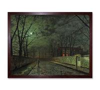 Wee Blue Coo John Atkinson Grimshaw Moonlit Street Old Master Painting Art Print Framed Poster Wall Decor 12X16 Inch