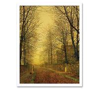 Wee Blue Coo John Atkinson Grimshaw Paintings Autumns Golden Glow Painting Art Print Framed Poster Wall Decor 12X16 Inch