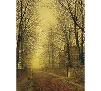 Wee Blue Coo John Atkinson Grimshaw Paintings Autumns Golden Glow Painting Art Print Poster Wall Decor 12X16 Inch