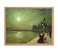 Wee Blue Coo John Atkinson Grimshaw Reflections On Thames 1880 Art Print Framed Poster Wall Decor 12X16 Inch