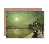 Wee Blue Coo JOHN ATKINSON GRIMSHAW REFLECTIONS ON THAMES 1880 BLANK GREETINGS CARD