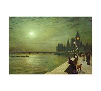 Wee Blue Coo John Atkinson Grimshaw Reflections On Thames 1880 Picture Wall Art Print