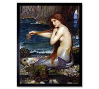 Wee Blue Coo John William Waterhouse Mermaid Old Master Painting Art Print Framed Poster Wall Decor 12X16 Inch