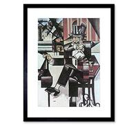 Wee Blue Coo Juan Gris Man In Cafe Old Master Picture Framed Wall Art Print